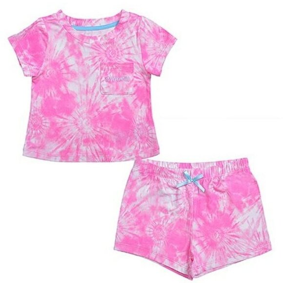 Pink & White Tie Dye "Dreamer" Short Pajama Set - Picture 1 of 1